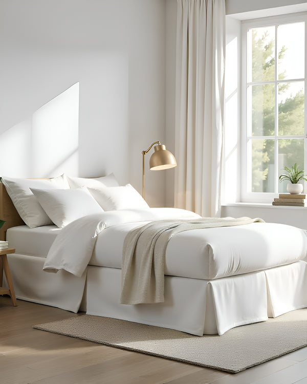 Neatflair Pleated Bed Skirt- 1 Piece, White-Bed Skirts-Shreem Linen-Slumber Sphere