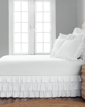 GraceLoom Tiered Ruffle Bed Skirt, White-Bed Skirts-Shreem Linen-Slumber Sphere