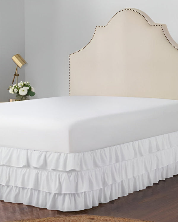 GraceLoom Tiered Ruffle Bed Skirt, White-Bed Skirts-Shreem Linen-Slumber Sphere