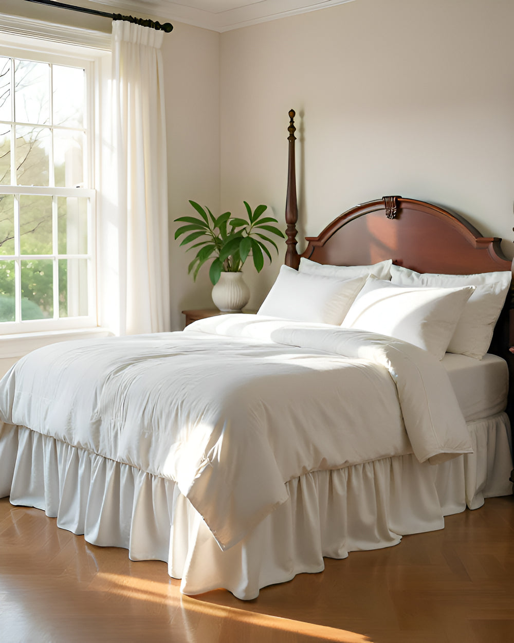 White Elegance - Ultra-Soft Microfiber Ruffled Bed Skirt-Bed Skirts-Shreem Linen-Slumber Sphere