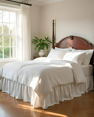 White Elegance - Ultra-Soft Microfiber Ruffled Bed Skirt-Bed Skirts-Shreem Linen-Slumber Sphere