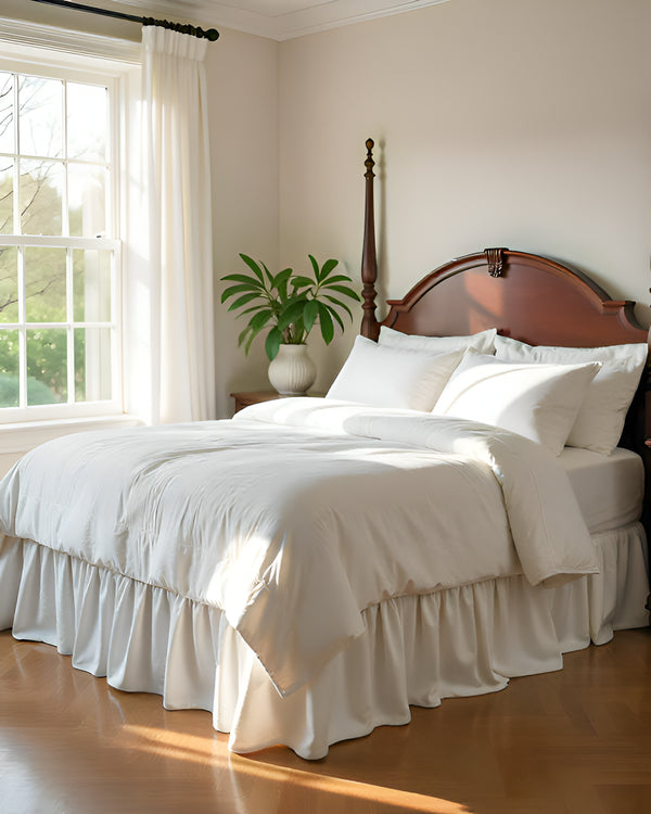 White Elegance - Ultra-Soft Microfiber Ruffled Bed Skirt-Bed Skirts-Shreem Linen-Slumber Sphere