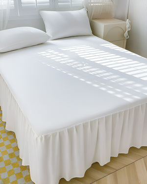 White Elegance - Ultra-Soft Microfiber Ruffled Bed Skirt-Bed Skirts-Shreem Linen-Slumber Sphere