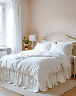White Elegance - Ultra-Soft Microfiber Ruffled Bed Skirt-Bed Skirts-Shreem Linen-Slumber Sphere