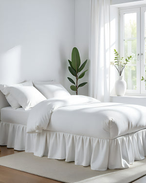White Elegance - Ultra-Soft Microfiber Ruffled Bed Skirt-Bed Skirts-Shreem Linen-Slumber Sphere