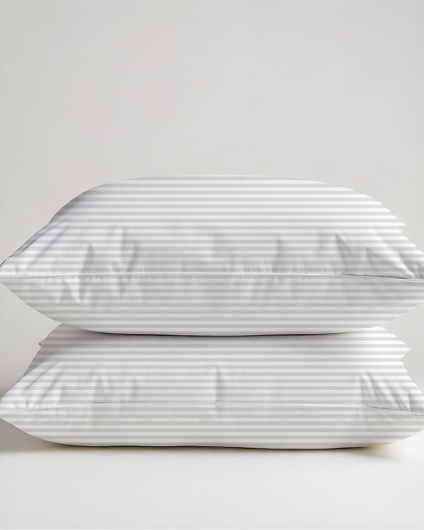 SnowLoom White Striped 2 Piece Pillow Covers-Pillowcases-Cottingon-Slumber Sphere