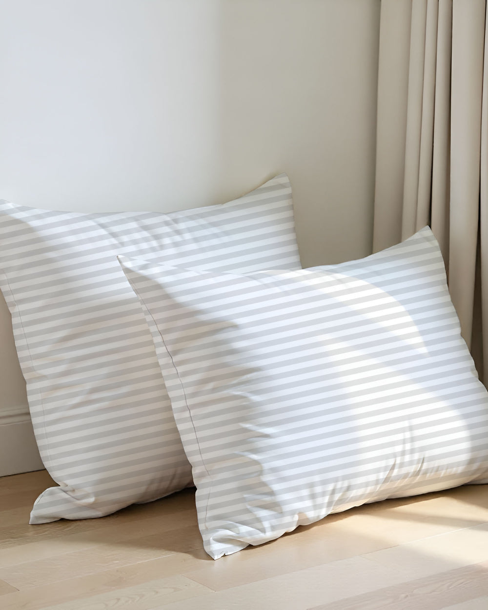 SnowLoom White Striped 2 Piece Pillow Covers-Pillowcases-Cottingon-Queen 20"x30"-Slumber Sphere