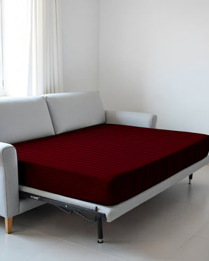 SmartSleep 1 Piece Deep Pocket Cotton Fitted Sheet for Convertible Sofa Beds - Burgundy