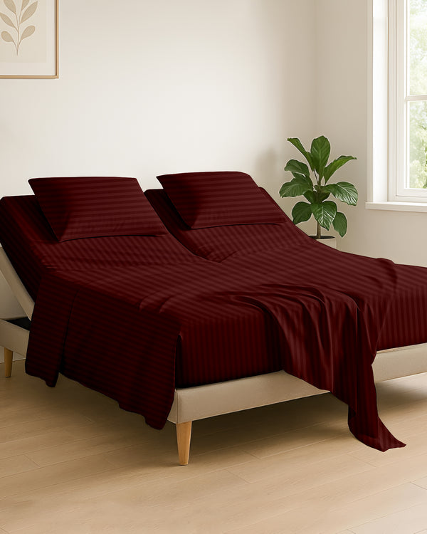 Serenity Split –  Premium Cotton 4 Piece Split Head Sheet Set- Burgundy