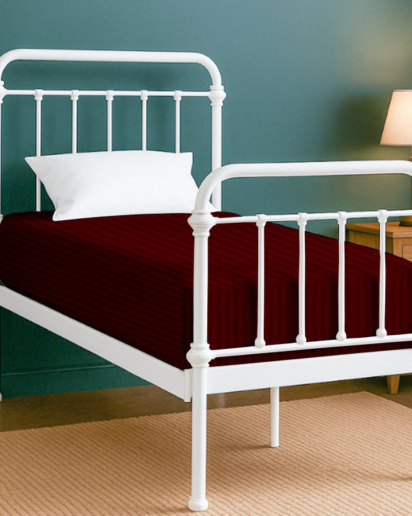 SoftHaven 1 Piece Cotton Cot Fitted Bed Sheet - Burgundy