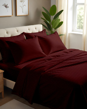 Imperial Touch Exquisite 6 Piece Cotton Sheet Set- Burgundy