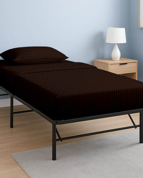 CloudLuxe – Sateen Finish Egyptian Cotton 4 Piece Cot Bedding Set - Chocolate