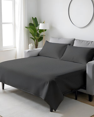 FlexFit Comfort Cotton 4-Piece Sleeper Sofa Sheet Set - Dark Gray
