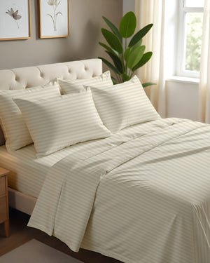 Imperial Touch Exquisite 6 Piece Cotton Sheet Set- Ivory