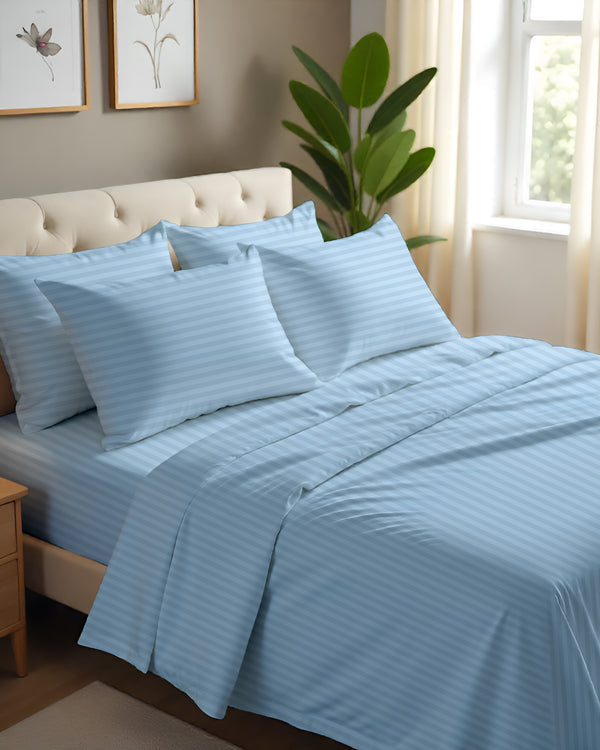 Imperial Touch Exquisite 6 Piece Cotton Sheet Set- Light Blue