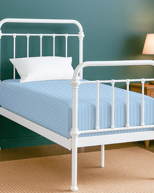 SoftHaven 1 Piece Cotton Cot Fitted Bed Sheet - Light Blue