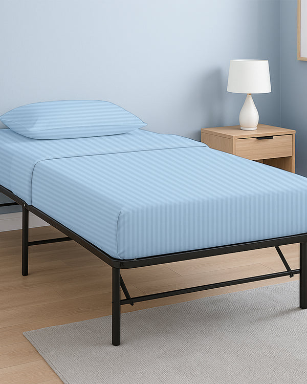 CloudLuxe – Sateen Finish Egyptian Cotton 4 Piece Cot Bedding Set - Light Blue