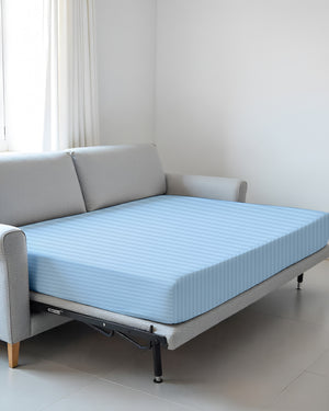 SmartSleep 1 Piece Deep Pocket Cotton Fitted Sheet for Convertible Sofa Beds - Light Blue