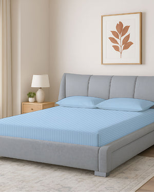 Oceanbreeze Premium Cotton 4 Piece Sheets Set for Waterbeds - Light Blue