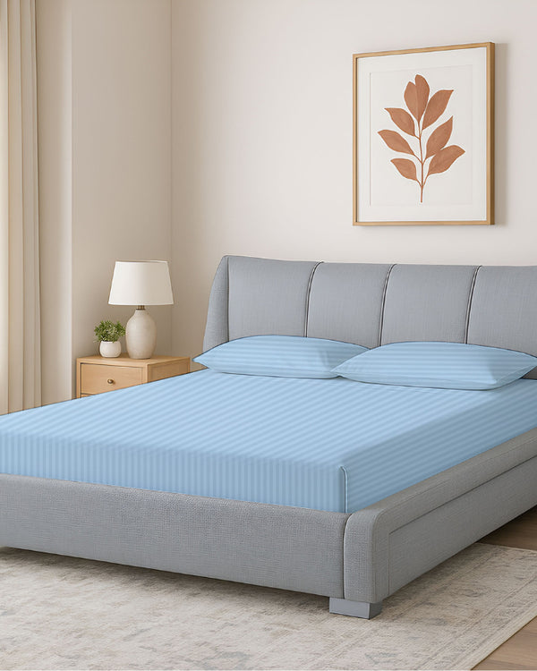 Oceanbreeze Premium Cotton 4 Piece Sheets Set for Waterbeds - Light Blue