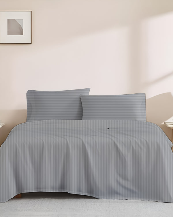 Signature Cotton Bedding 4 Piece Sheet Set- Light Gray