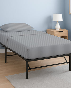 CloudLuxe – Sateen Finish Egyptian Cotton 4 Piece Cot Bedding Set - Light Gray