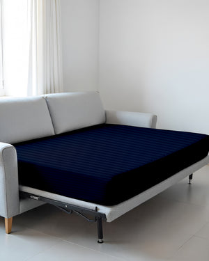 SmartSleep 1 Piece Deep Pocket Cotton Fitted Sheet for Convertible Sofa Beds - Navy Blue