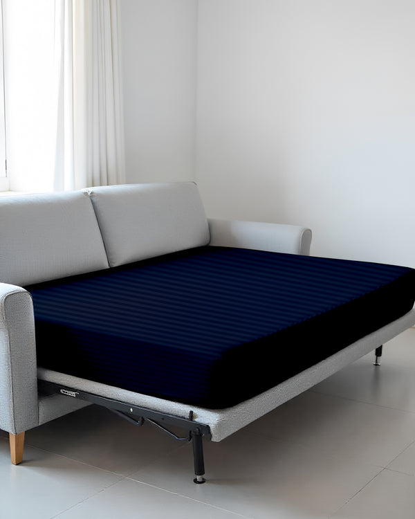 SmartSleep 1 Piece Deep Pocket Cotton Fitted Sheet for Convertible Sofa Beds - Navy Blue