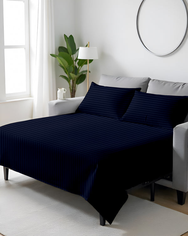 FlexFit Comfort Cotton 4-Piece Sleeper Sofa Sheet Set - Navy Blue