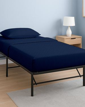 CloudLuxe – Sateen Finish Egyptian Cotton 4 Piece Cot Bedding Set - Navy Blue