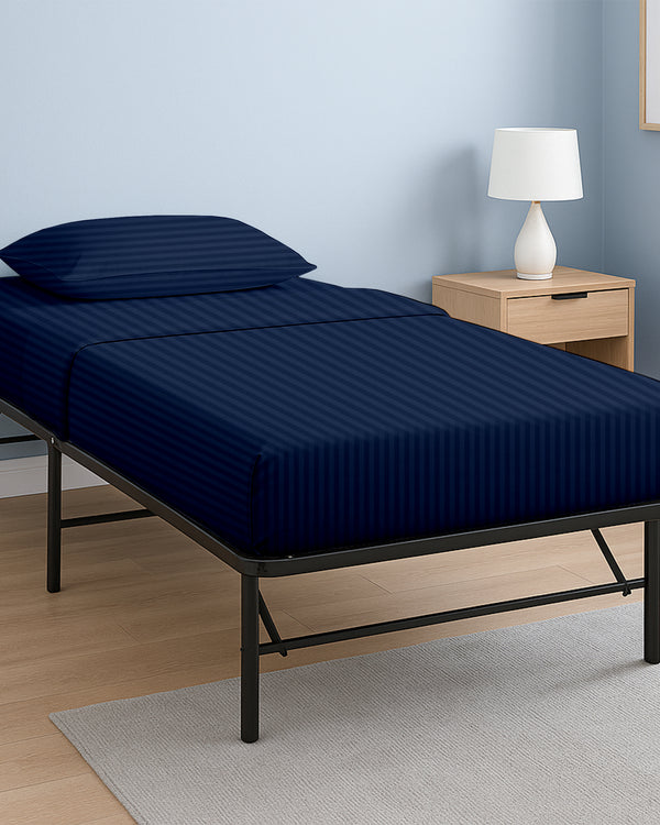 CloudLuxe – Sateen Finish Egyptian Cotton 4 Piece Cot Bedding Set - Navy Blue