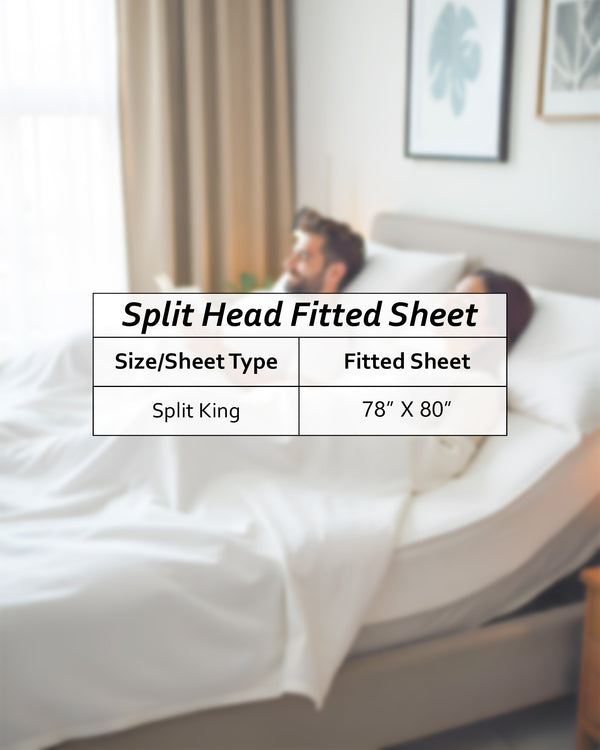 SleepSync Giza 1 Piece Split Head Fitted Sheet - White