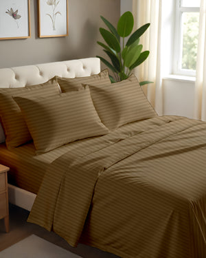 Imperial Touch Exquisite 6 Piece Cotton Sheet Set- Taupe