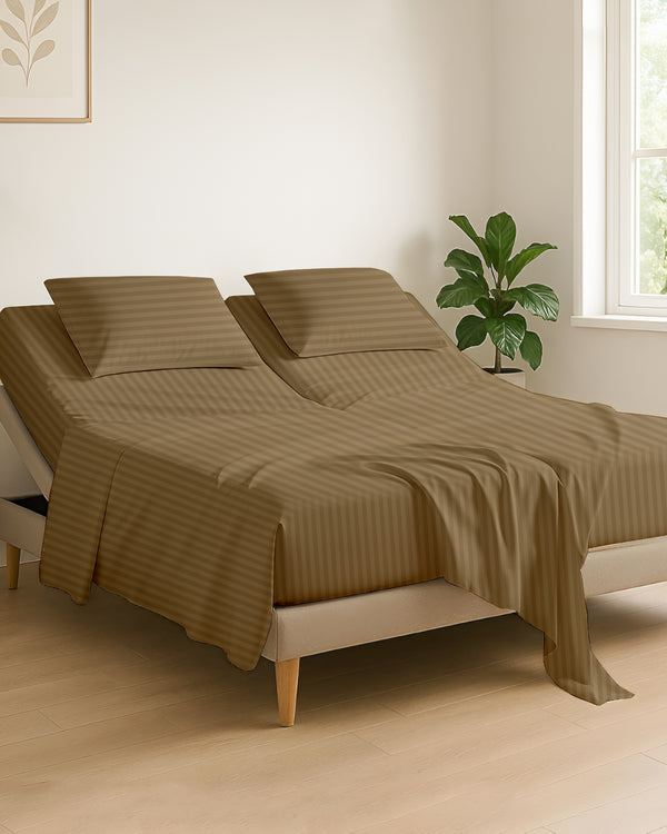 Serenity Split –  Premium Cotton 4 Piece Split Head Sheet Set- Taupe