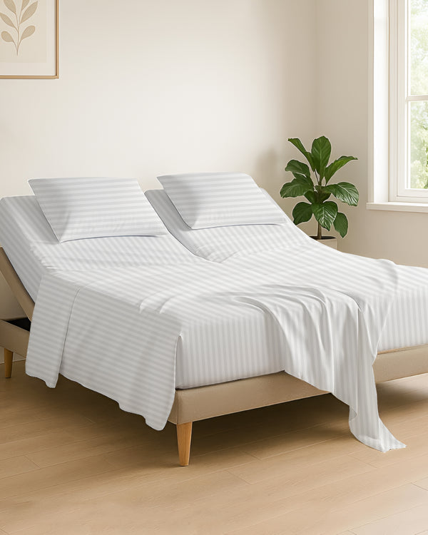 Serenity Split –  Premium Cotton 4 Piece Split Head Sheet Set- White