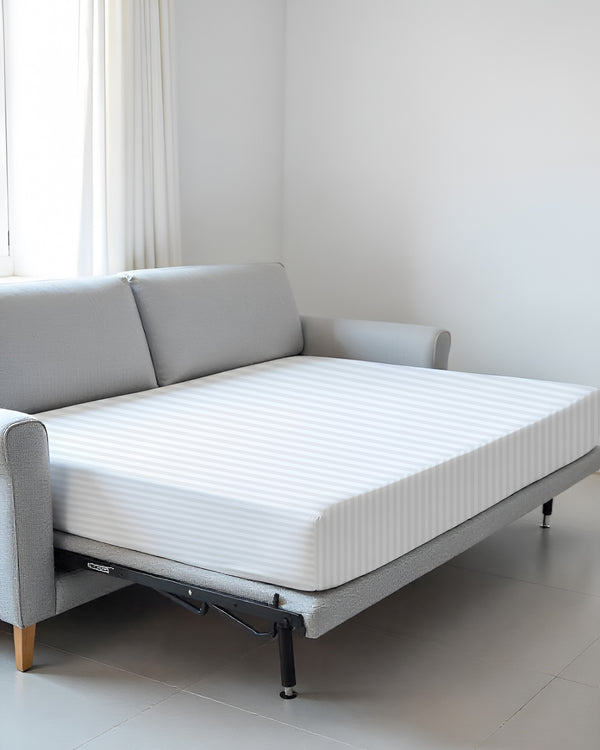 SmartSleep 1 Piece Deep Pocket Cotton Fitted Sheet for Convertible Sofa Beds - White